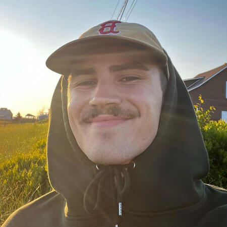 happy guy with a 'stache